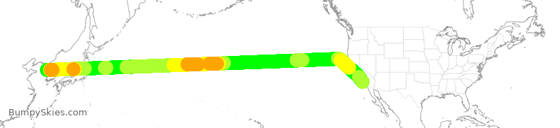 Turbulence forecast map for AAR202, ICN to LAX