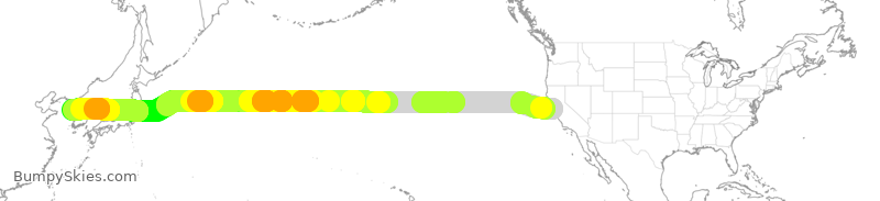 Turbulence forecast map for AAR2151, SFO to ICN