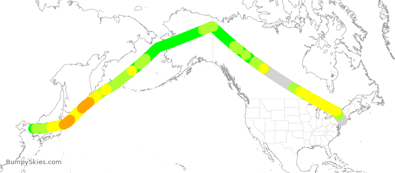 Turbulence forecast map for AAR2215, JFK to ICN