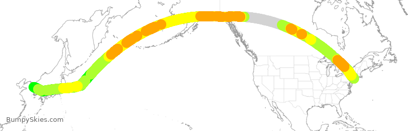 Turbulence forecast map for AAR221, JFK to ICN