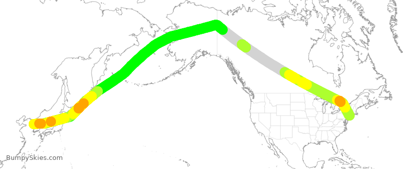 Turbulence forecast map for AAR223, JFK to KSI