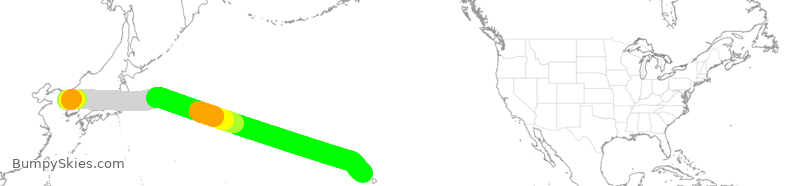 Turbulence forecast map for AAR232, ICN to HNL