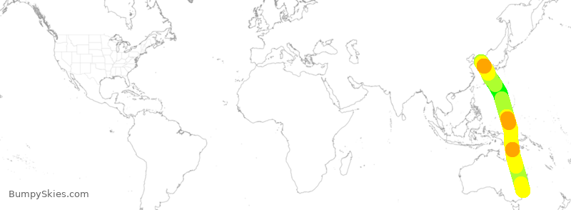 Turbulence forecast map for AAR601, KSI to SSY