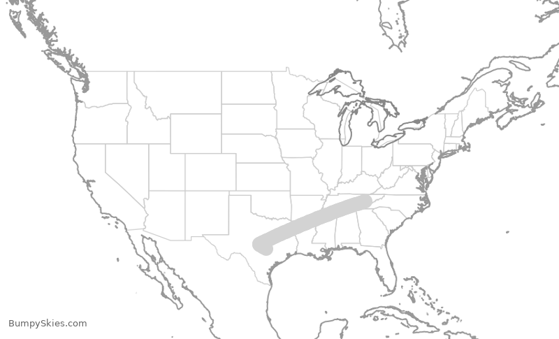 Turbulence forecast map for AAY1403, TYS to AUS