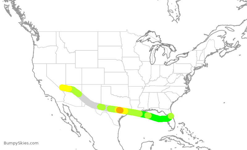 Turbulence forecast map for AAY155, LAS to SFB