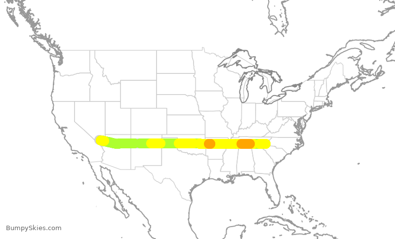 Turbulence forecast map for AAY244, AVL to LAS
