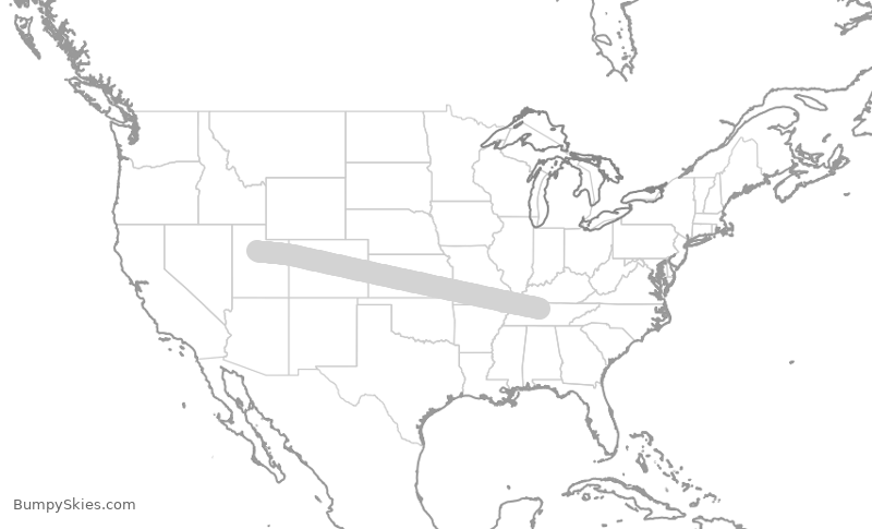 Turbulence forecast map for AAY3244, BNA to PVU