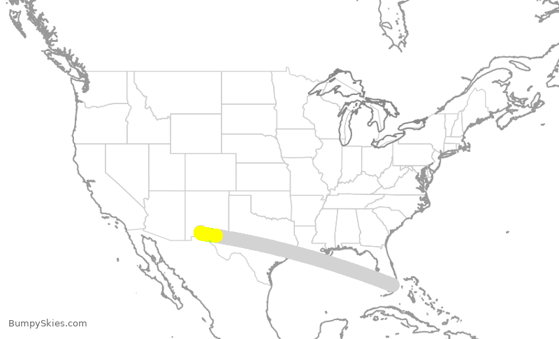 Turbulence forecast map for AAY4132, MIA to LRU