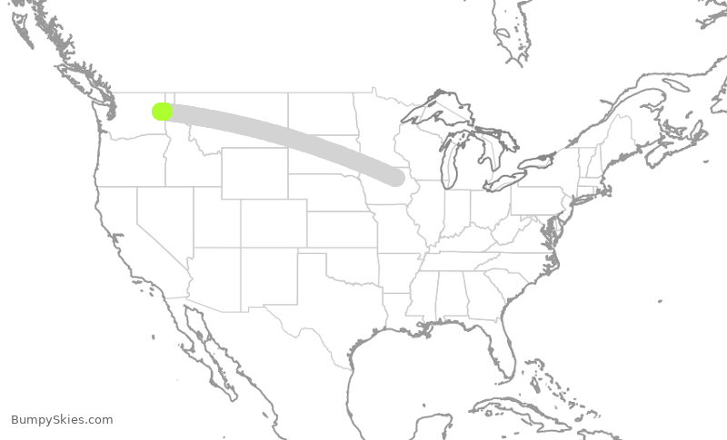 Turbulence forecast map for AAY4331, ALO to GEG