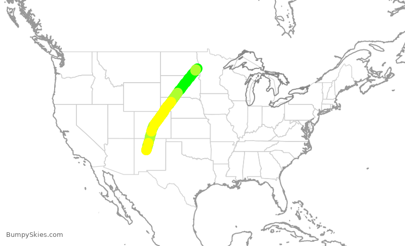Turbulence forecast map for AAY4332, ABQ to FAR