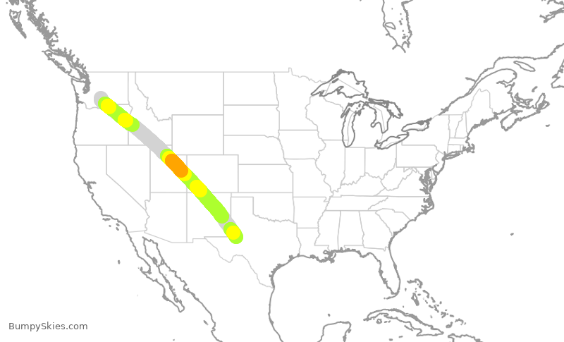Turbulence forecast map for AAY4352, YKM to MAF