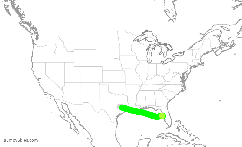 Turbulence forecast map for AAY4453, CLL to PIE