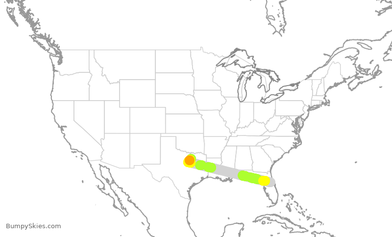Turbulence forecast map for AAY4754, SFB to DAL