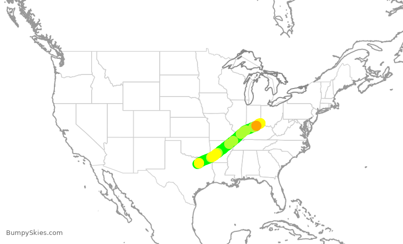 Turbulence forecast map for AAY4755, DAL to CVG