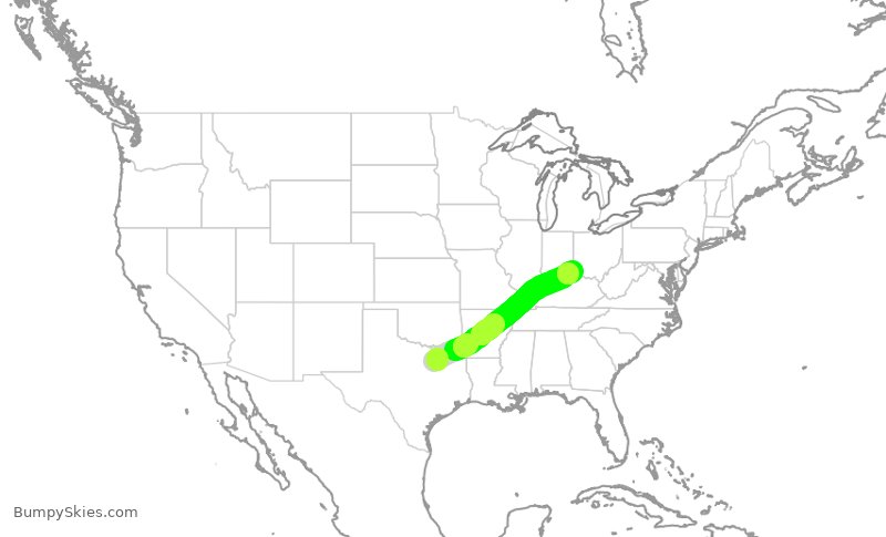 Turbulence forecast map for AAY4765, DAL to CVG