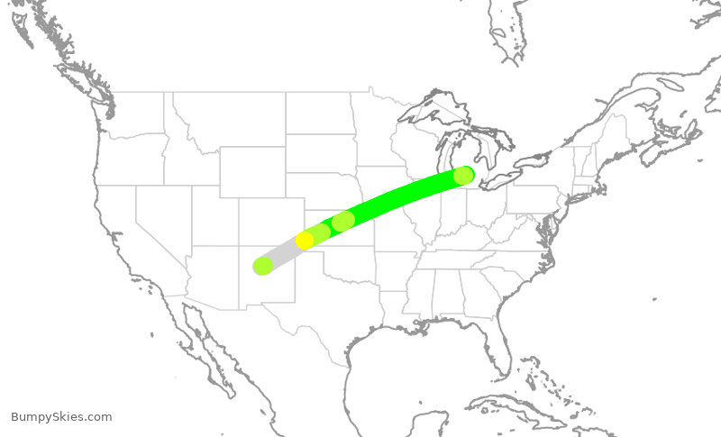 Turbulence forecast map for AAY4772, ABQ to LAN