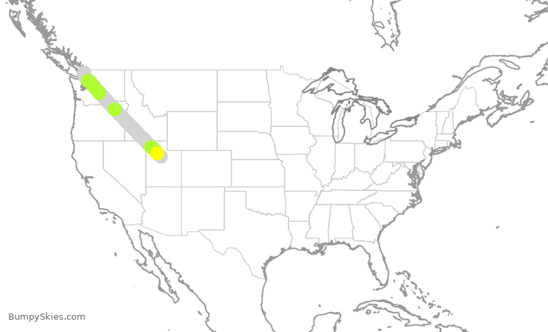 Turbulence forecast map for AAY9211, BLI to PVU
