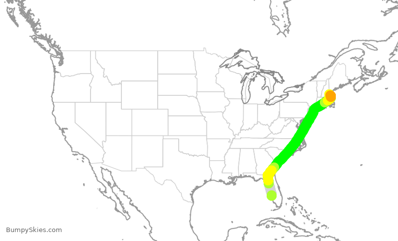 Turbulence forecast map for AAY933, PGD to PSM