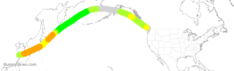 Turbulence forecast map for ACA025, YVR to PVG