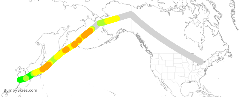 Turbulence forecast map for ACA027, YYZ to PVG