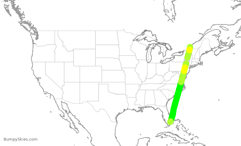Turbulence forecast map for ACA1006, YUL to FLL