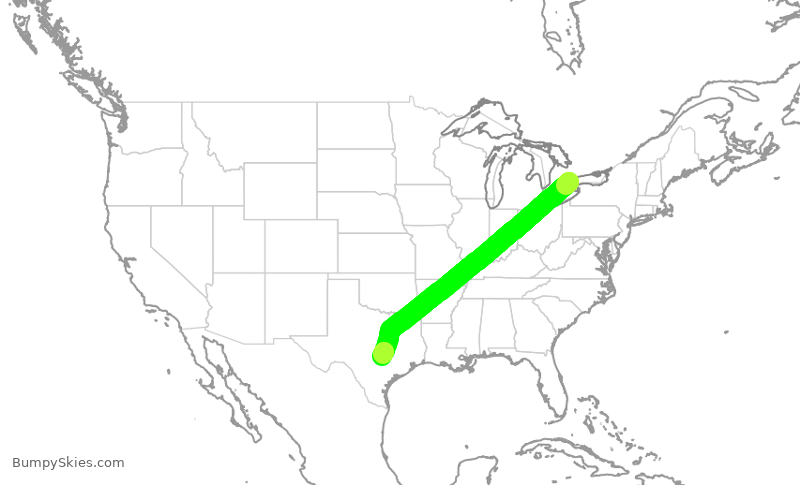 Turbulence forecast map for ACA1043, YYZ to AUS