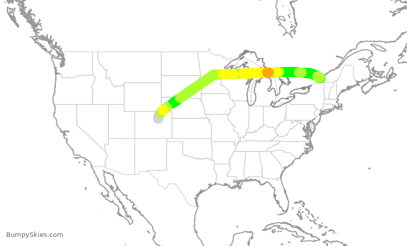 Turbulence forecast map for ACA1072, DEN to YUL