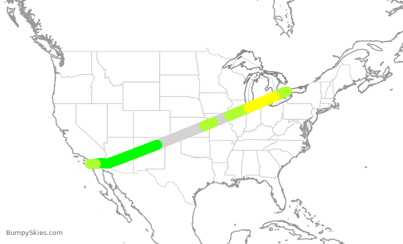 Turbulence forecast map for ACA1077, YYZ to SAN