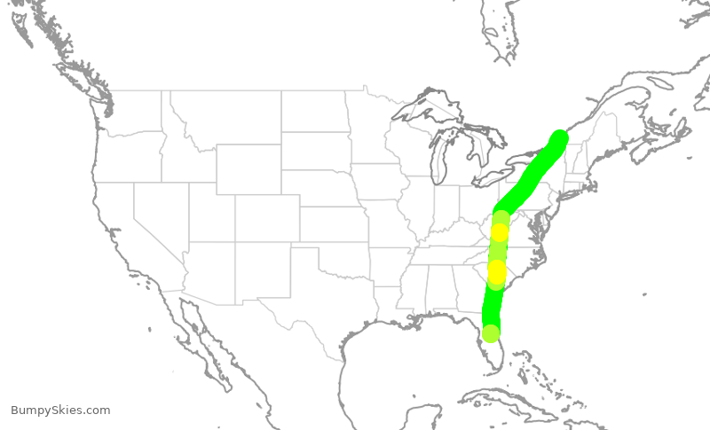 Turbulence forecast map for ACA1092, YUL to MCO