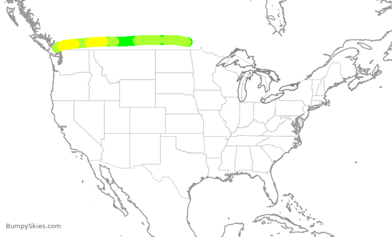 Turbulence forecast map for ACA113, YWG to YVR