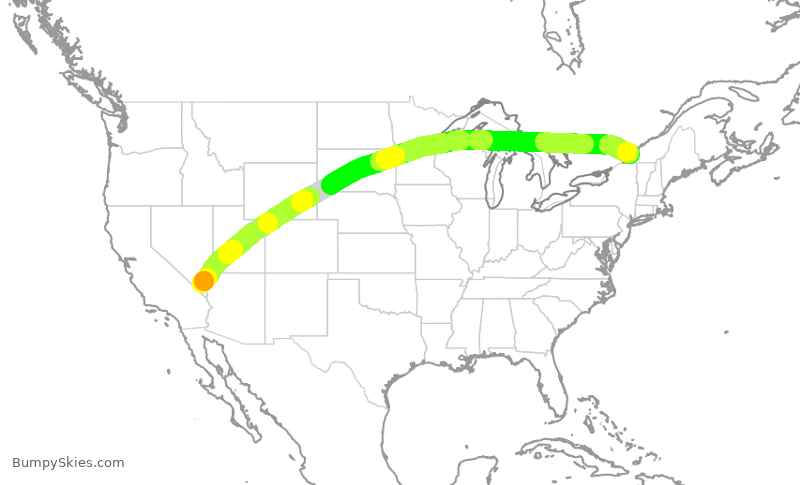 Turbulence forecast map for ACA1274, LAS to YUL
