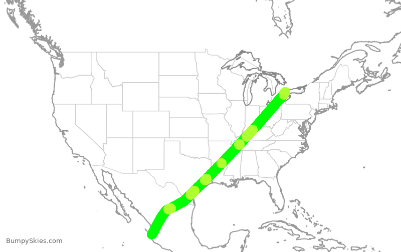 Turbulence forecast map for ACA1349, YYZ to MPR