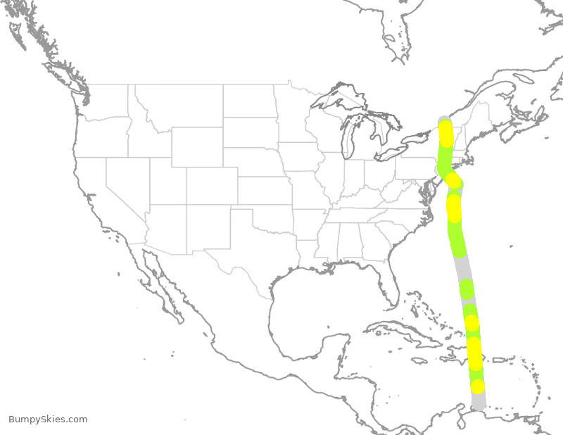 Turbulence forecast map for ACA1355, NCC to YUL