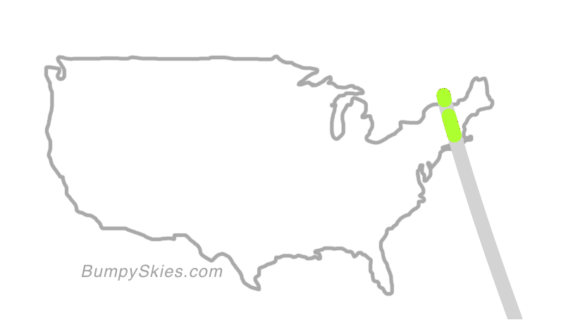Map of continental US with illustrated flight path and turbulence forecast (described in text below)