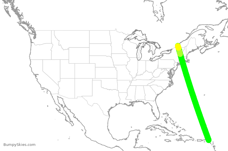 Turbulence forecast map for ACA1399, NCM to YUL