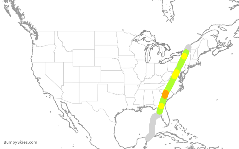 Turbulence forecast map for ACA1400, YUL to CUN