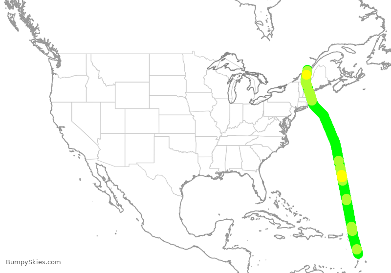 Turbulence forecast map for ACA1473, FDF to YQB
