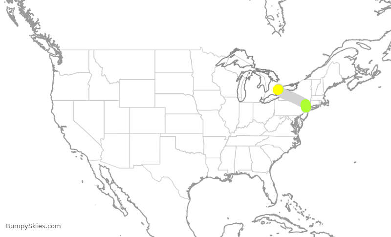 Turbulence forecast map for ACA1507, EWR to YYZ