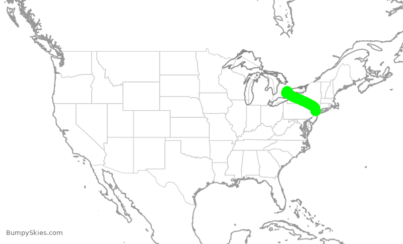 Turbulence forecast map for ACA1511, EWR to YYZ