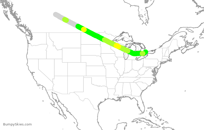 Turbulence forecast map for ACA160, YEG to YYZ