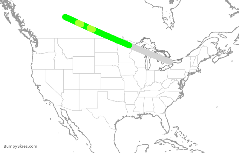 Turbulence forecast map for ACA175, YYZ to YEG