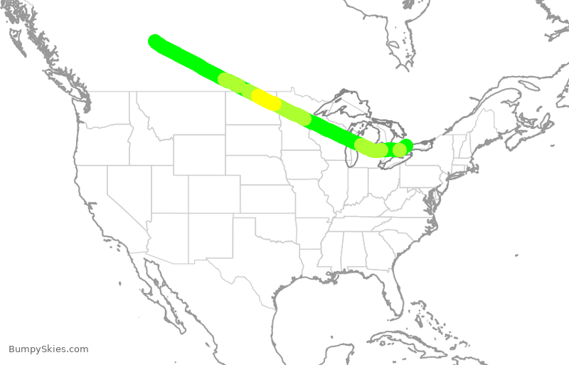 Turbulence forecast map for ACA178, YEG to YYZ