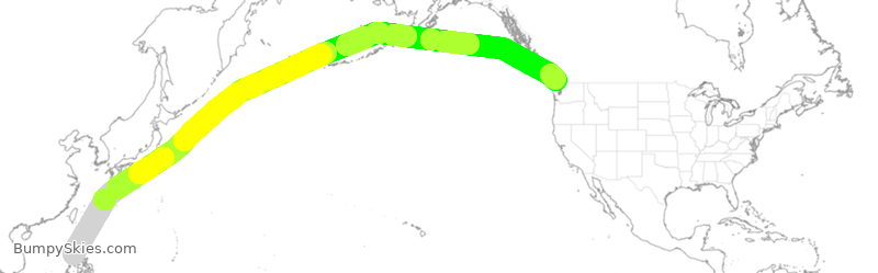 Turbulence forecast map for ACA18, PLL to YVR
