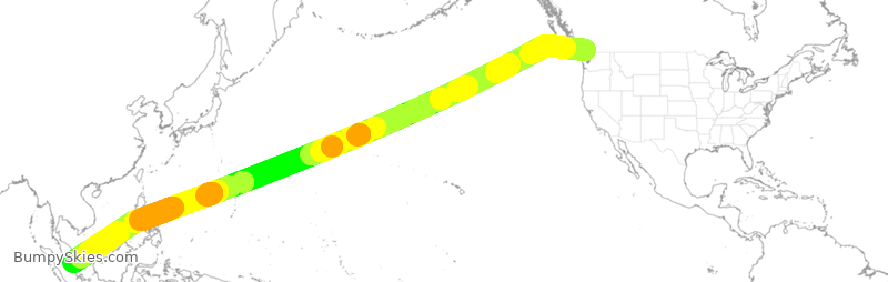 Turbulence forecast map for ACA19, YVR to SIN