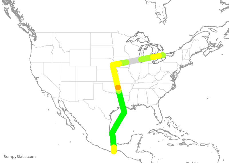 Turbulence forecast map for ACA2152, YYZ to MBT