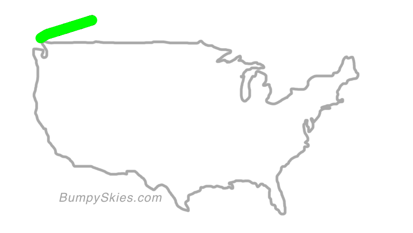 Map of continental US with illustrated flight path and turbulence forecast (described in text below)