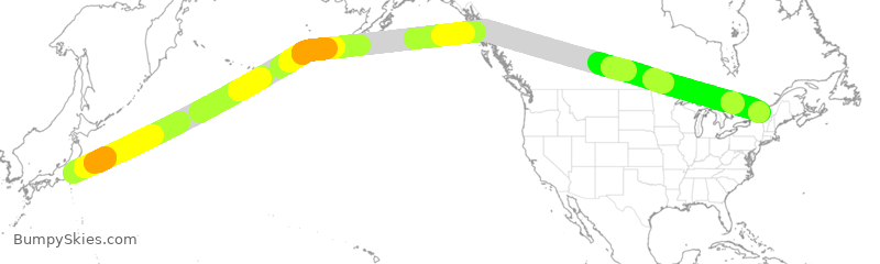 Turbulence forecast map for ACA2306, NRT to YUL