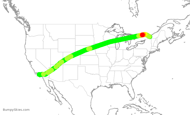 Turbulence forecast map for ACA2308, LAX to YUL