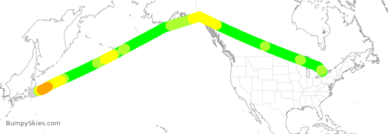 Turbulence forecast map for ACA2310, NRT to YYZ