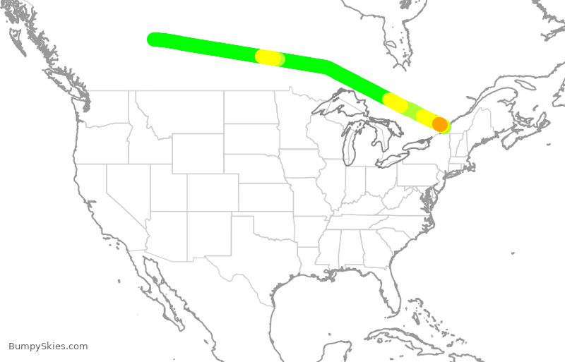 Turbulence forecast map for ACA2322, YEG to YUL